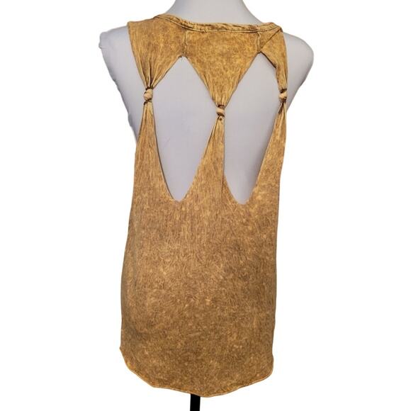 WET SEAL Brown Distressed Cut & Knotted Back Love Tunic Length‎ Tank Top - M - Picture 2 of 7